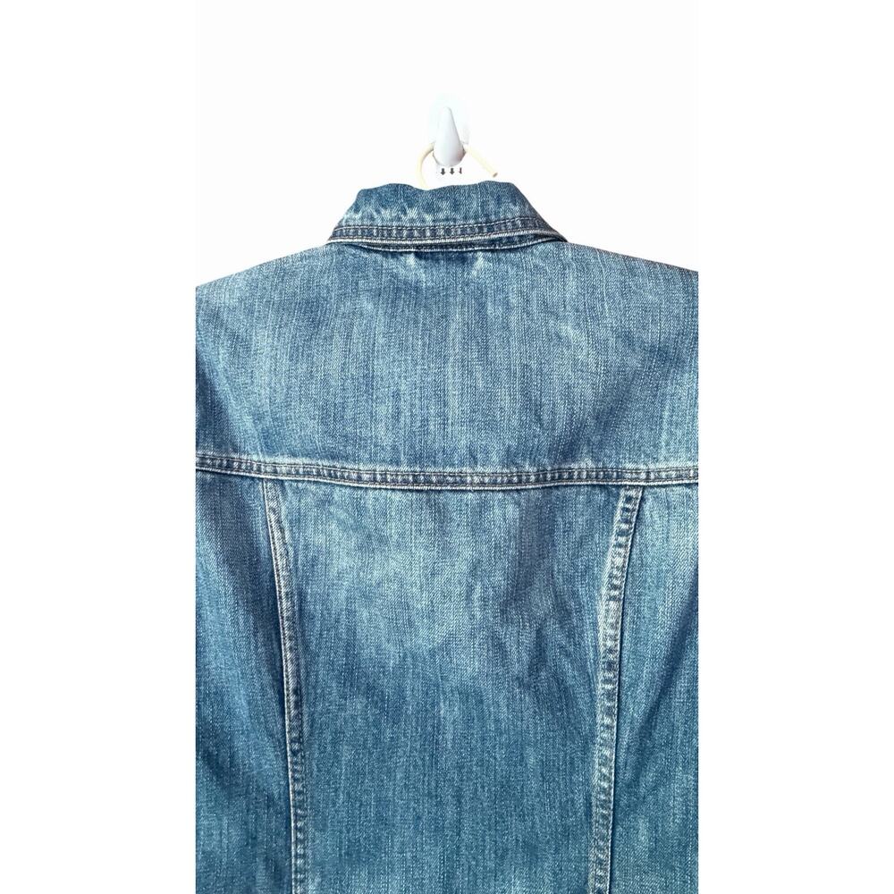 Abercrombie & Fitch Vintage Distressed Denim Trucker Jacket Y2K Women's Size M - Picture 12 of 16